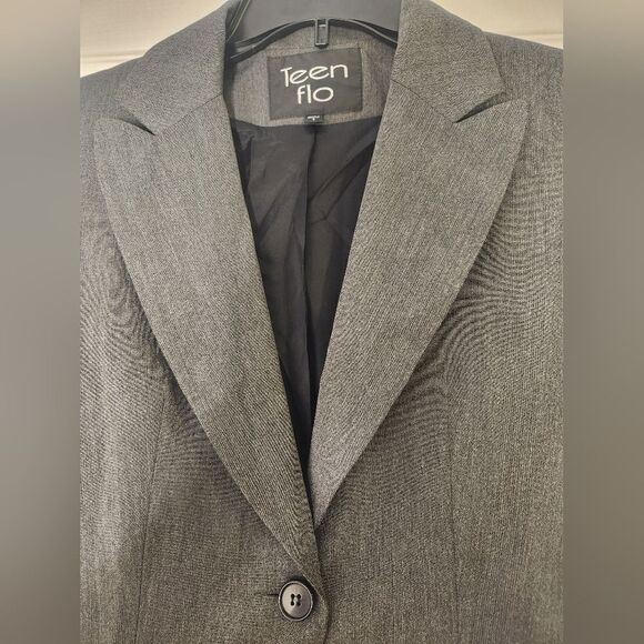 Teenflo 6 Gray Lined 1 Button Lngslv Women's Blazer - Picture 6 of 8